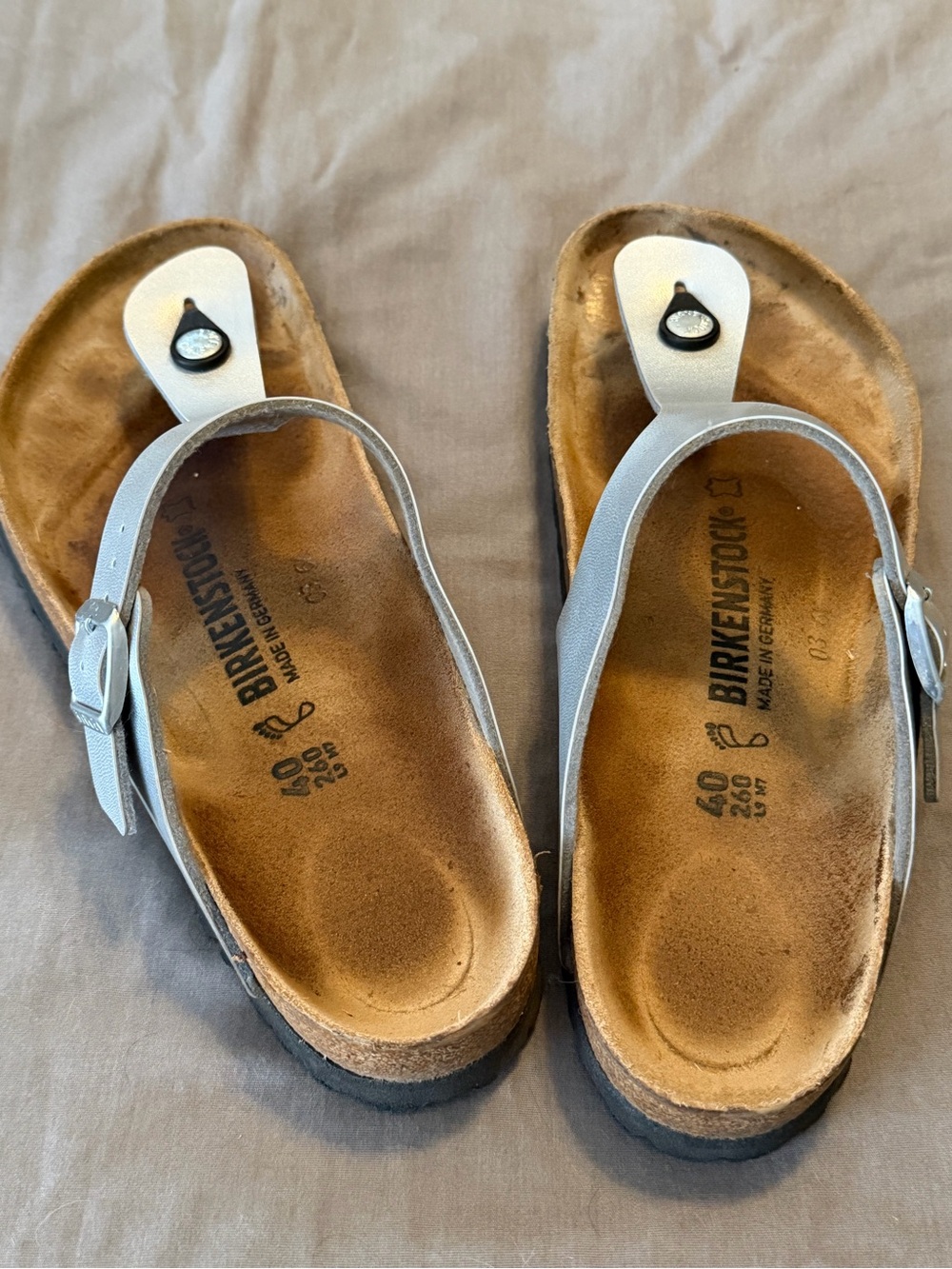 Birkenstock Metallic Silver Gizeh Thong Sandals - Picture 2 of 4
